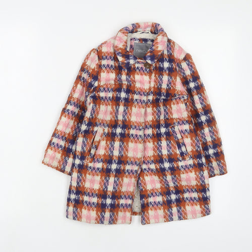 NEXT Girls Multicoloured Plaid Overcoat Coat Size 4 Years Button