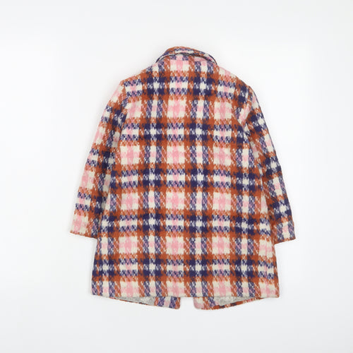 NEXT Girls Multicoloured Plaid Overcoat Coat Size 4 Years Button