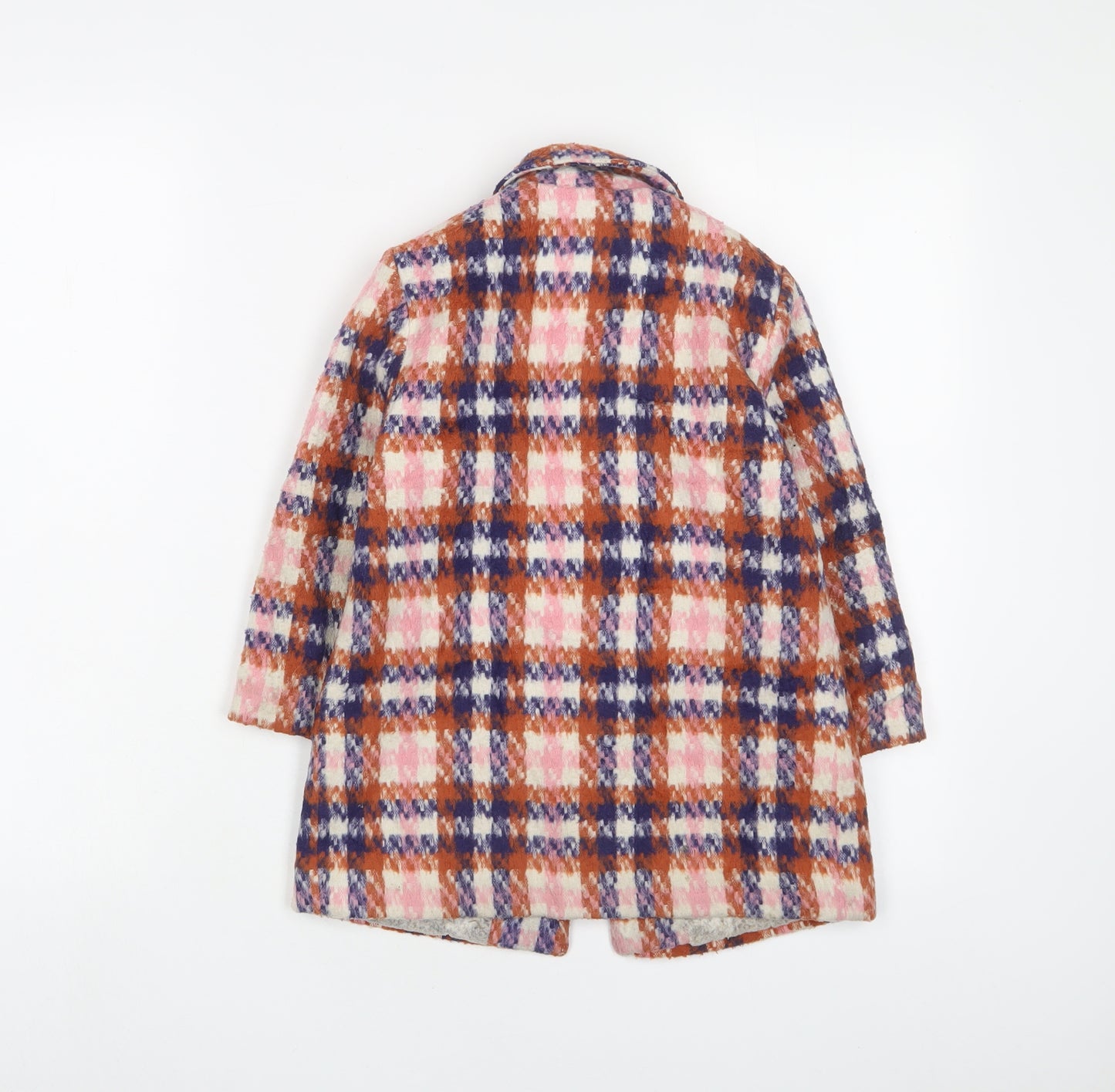 NEXT Girls Multicoloured Plaid Overcoat Coat Size 4 Years Button