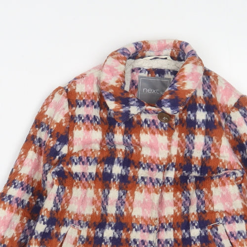 NEXT Girls Multicoloured Plaid Overcoat Coat Size 4 Years Button