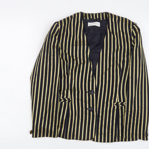 Precis Womens Black Striped Jacket Size 8 Button