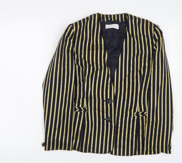 Precis Womens Black Striped Jacket Size 8 Button