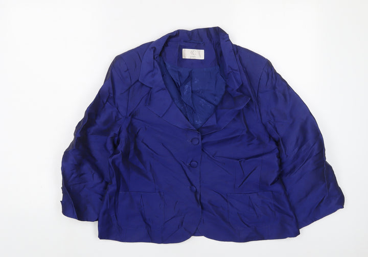 Cc Womens Purple Jacket Blazer Size 14 Button
