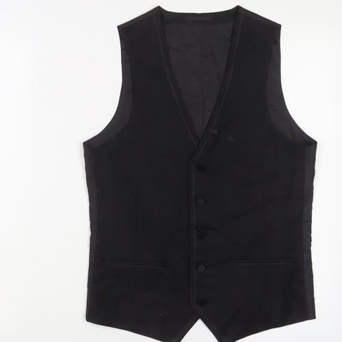 Harry Brown Mens Black Polyester Jacket Suit Waistcoat Size 36 Regular
