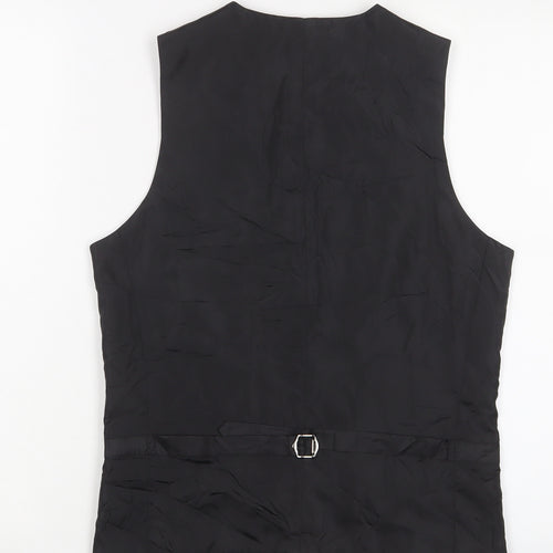 Harry Brown Mens Black Polyester Jacket Suit Waistcoat Size 36 Regular