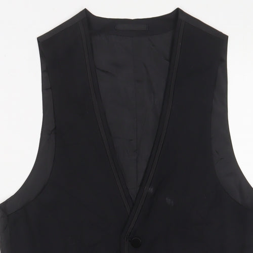 Harry Brown Mens Black Polyester Jacket Suit Waistcoat Size 36 Regular