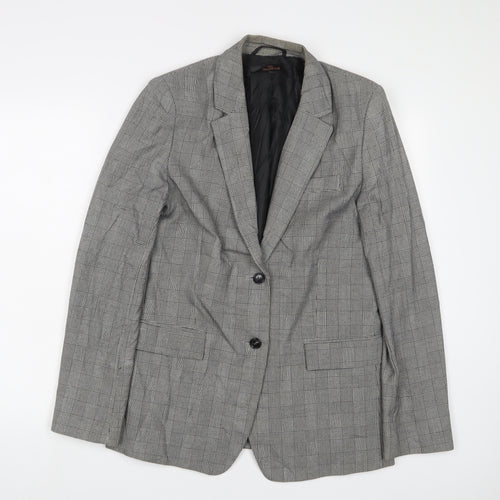 NEXT Womens Grey Plaid Jacket Blazer Size 12 Button