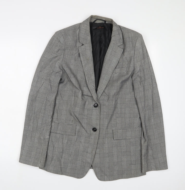 NEXT Womens Grey Plaid Jacket Blazer Size 12 Button