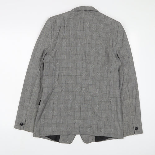 NEXT Womens Grey Plaid Jacket Blazer Size 12 Button