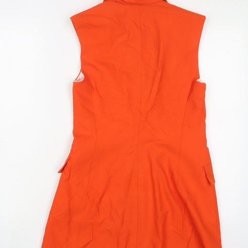 Zara Womens Orange Gilet Blazer Size S Snap