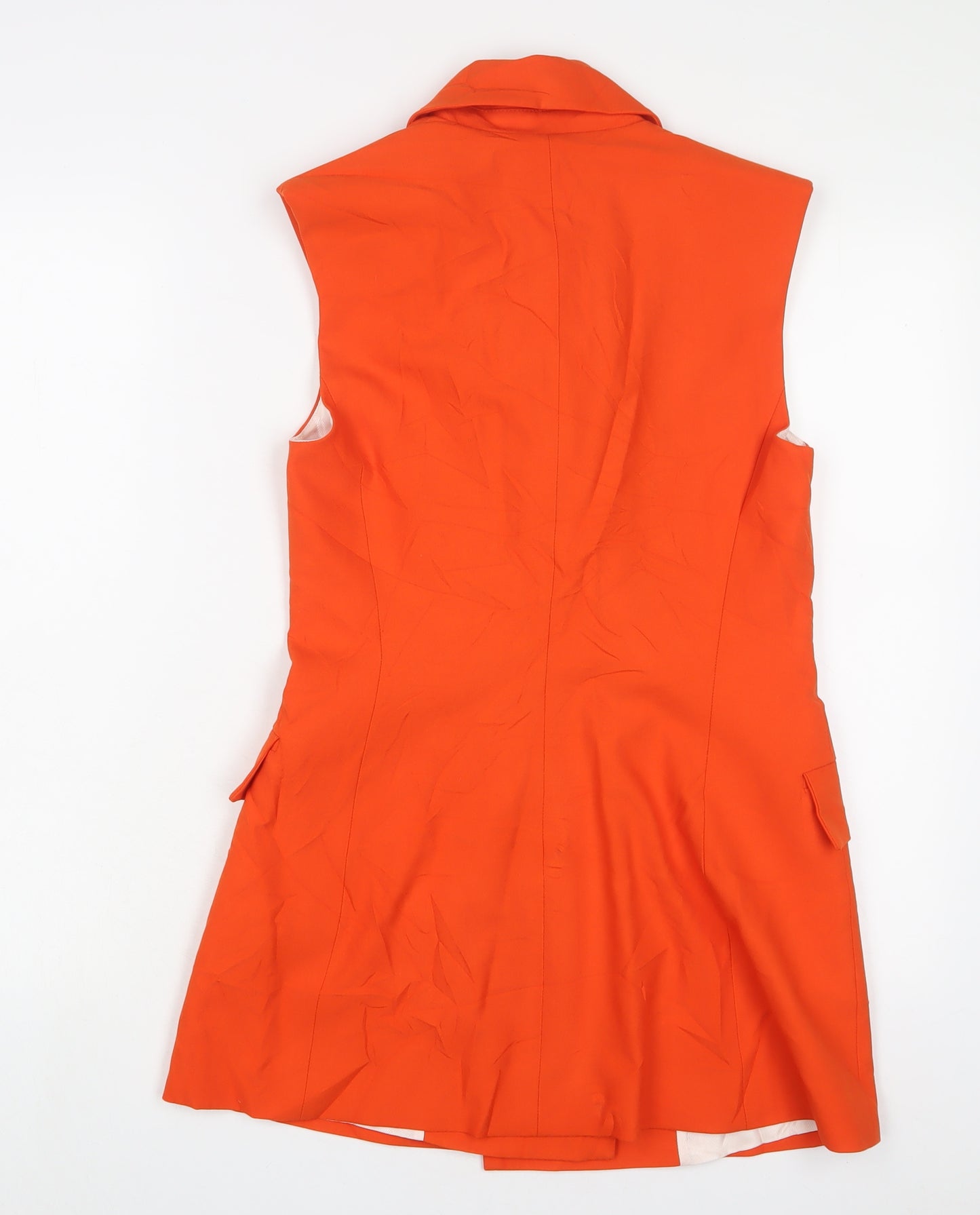 Zara Womens Orange Gilet Blazer Size S Snap