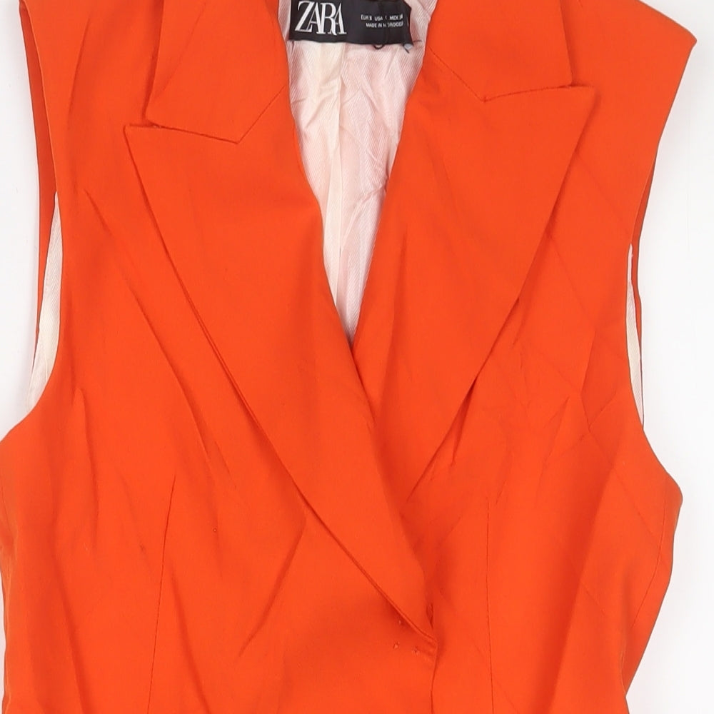 Zara Womens Orange Gilet Blazer Size S Snap