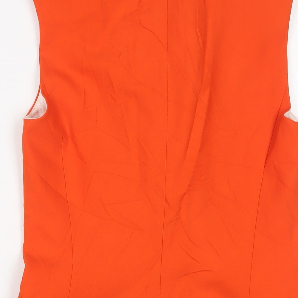 Zara Womens Orange Gilet Blazer Size S Snap