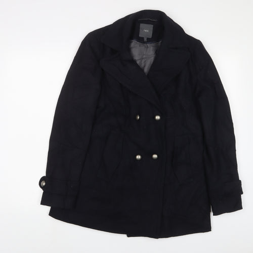 NEXT Womens Black Overcoat Coat Size 12 Button