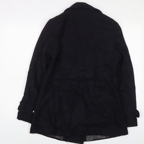 NEXT Womens Black Overcoat Coat Size 12 Button