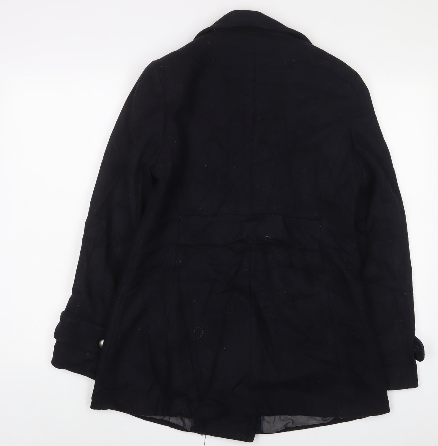 NEXT Womens Black Overcoat Coat Size 12 Button