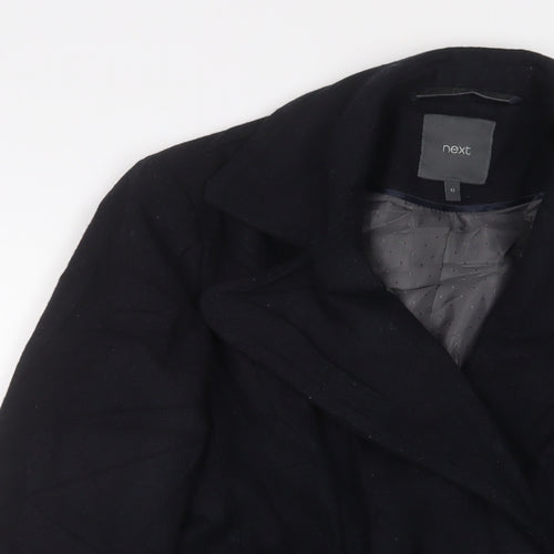 NEXT Womens Black Overcoat Coat Size 12 Button