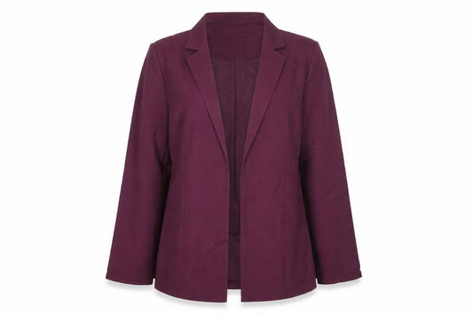 Front view of Damart women’s purple jacket blazer, size UK 14, button