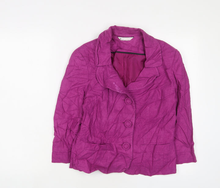 BHS Womens Purple Jacket Blazer Size 12 Button