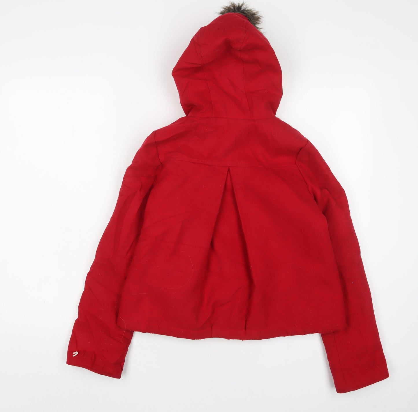 Marks and Spencer Girls Red Overcoat Coat Size 7-8 Years Button