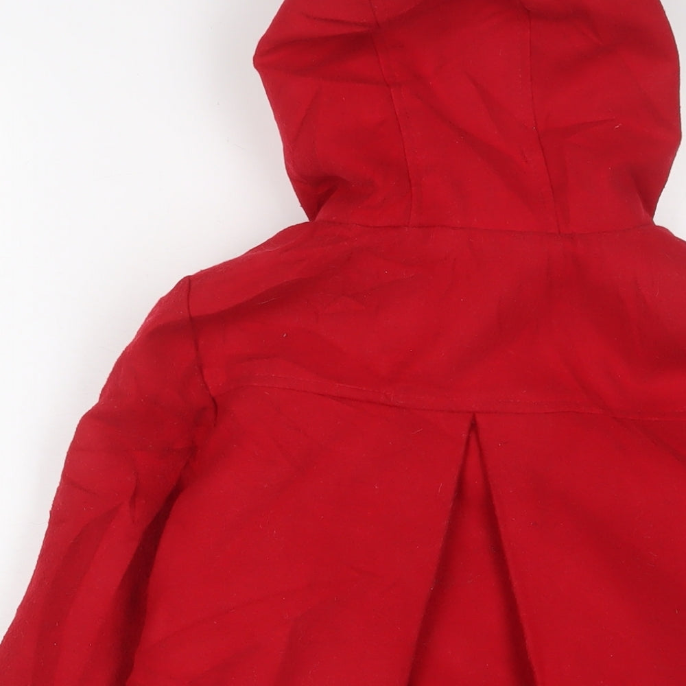 Marks and Spencer Girls Red Overcoat Coat Size 7-8 Years Button