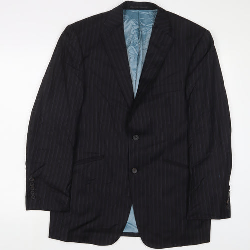 Autograph Mens Black Striped Wool Jacket Suit Jacket Size 40 Regular