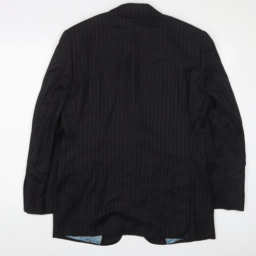 Autograph Mens Black Striped Wool Jacket Suit Jacket Size 40 Regular