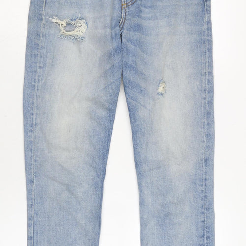boyish Womens Blue Cotton Tapered Jeans Size 8 L25.5 in Regular Button