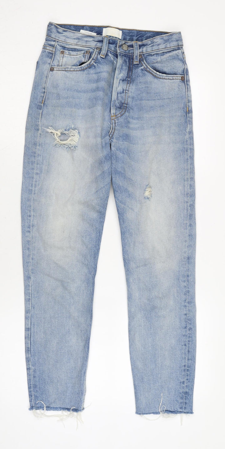 boyish Womens Blue Cotton Tapered Jeans Size 8 L25.5 in Regular Button