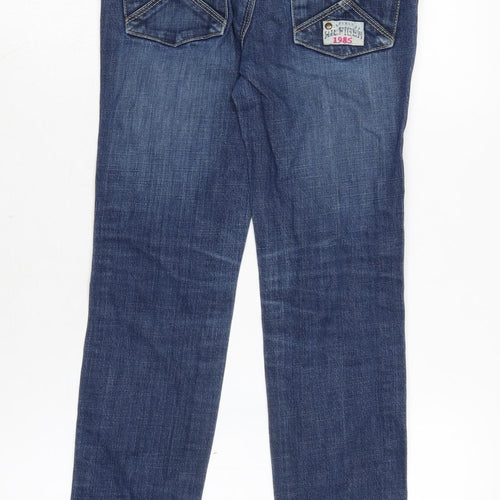 Tommy Girls Blue Ikat Cotton Blend Straight Jeans Size 10 Years L24 in Regular Zip