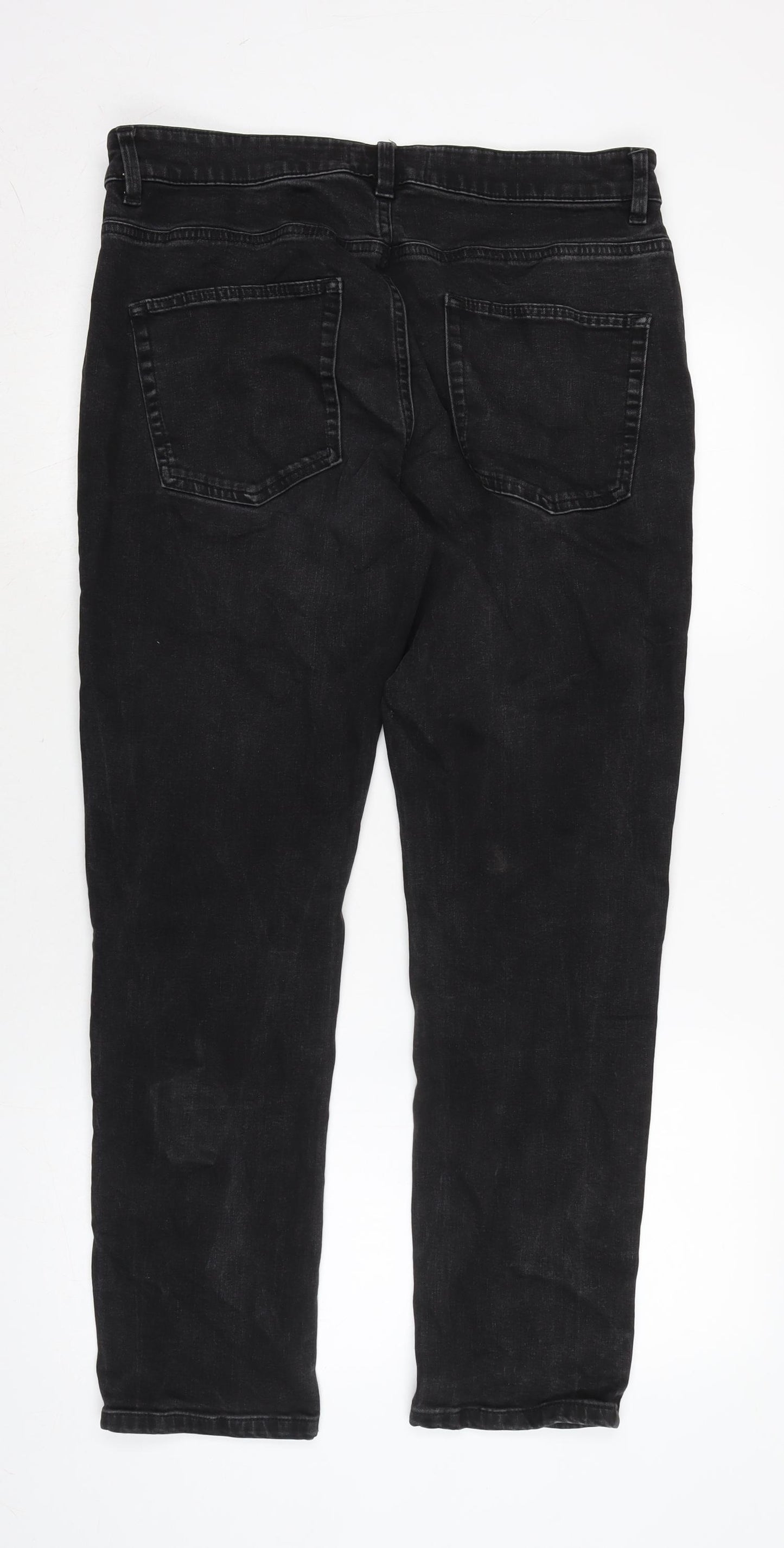 NEXT Mens Grey Cotton Blend Straight Jeans Size 34 in L28 in Slim Zip