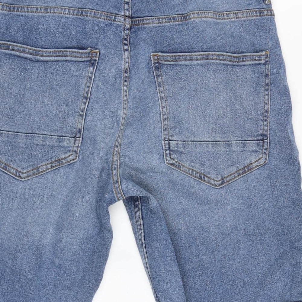 Peacocks Mens Blue Cotton Biker Shorts Size 34 in L10 in Regular Zip