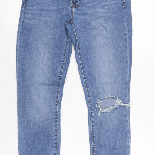 Gap Mens Blue Cotton Tapered Jeans Size 24 in L28 in Extra-Slim Zip