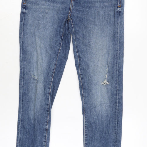 Zara Womens Blue Cotton Blend Tapered Jeans Size 24 in L24 in Regular Zip