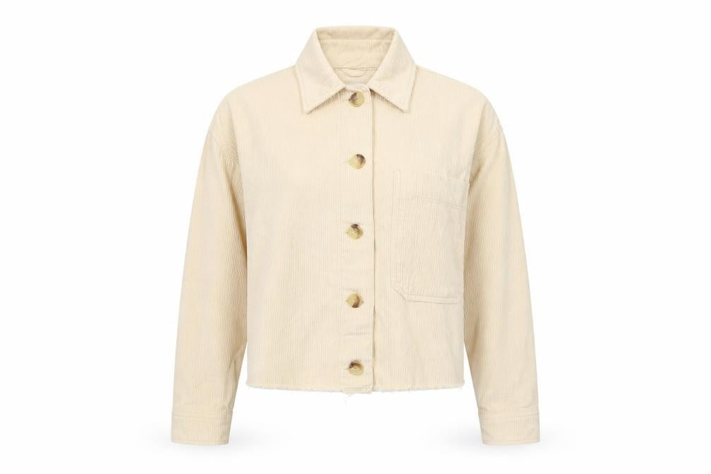 Front view of Topshop women’s ivory jacket, size M, button