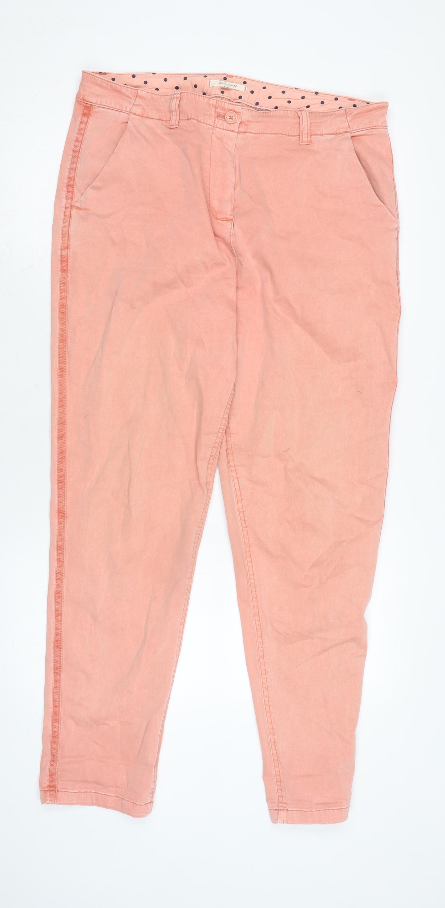 White Stuff Womens Orange Cotton Straight Jeans Size 16 L27.5 in Regular Zip