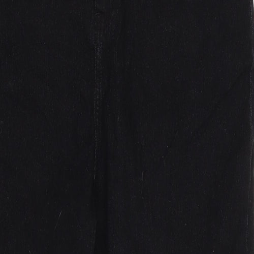 PRETTYLITTLETHING Womens Black Cotton Blend Straight Jeans Size 18 L28 in Regular Zip - Raw Hem