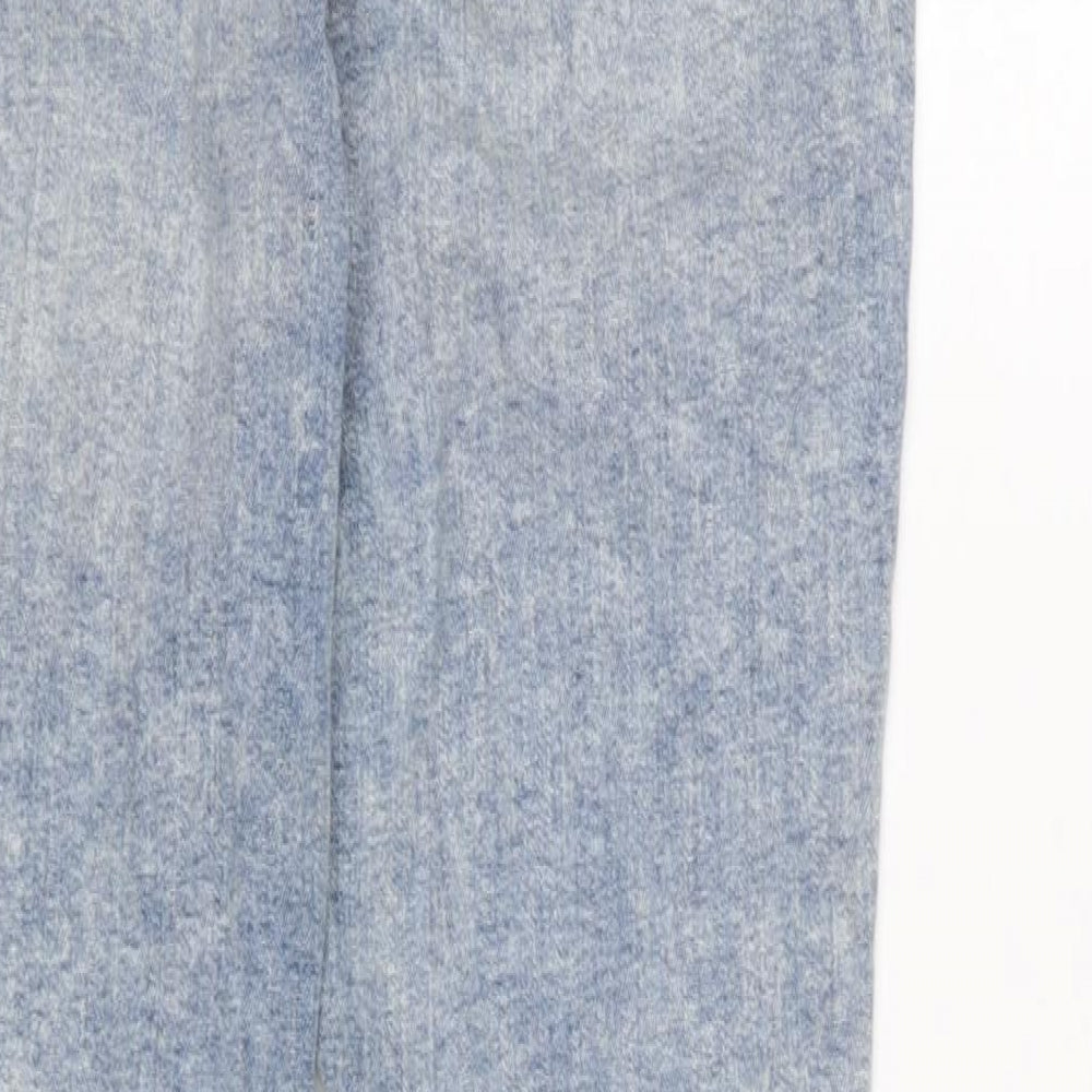 F&F Womens Blue Cotton Blend Straight Jeans Size 12 L24 in Regular Zip