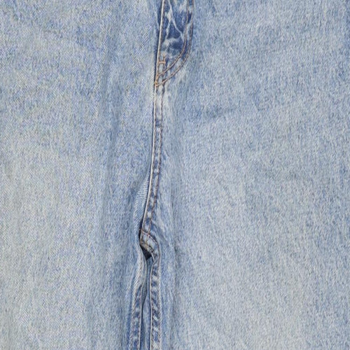 Zara Womens Blue Cotton Straight Jeans Size 10 L25.5 in Regular Zip