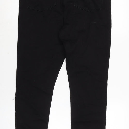 Denim & Co. Womens Black Cotton Blend Tapered Jeans Size 16 L27 in Regular Zip