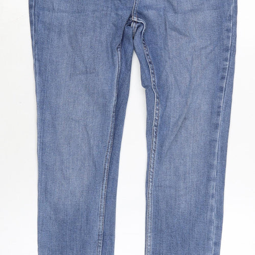 NEXT Womens Blue Cotton Blend Tapered Jeans Size 12 L27.5 in Regular Zip