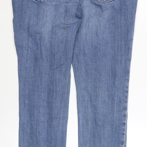 NEXT Womens Blue Cotton Blend Tapered Jeans Size 12 L27.5 in Regular Zip