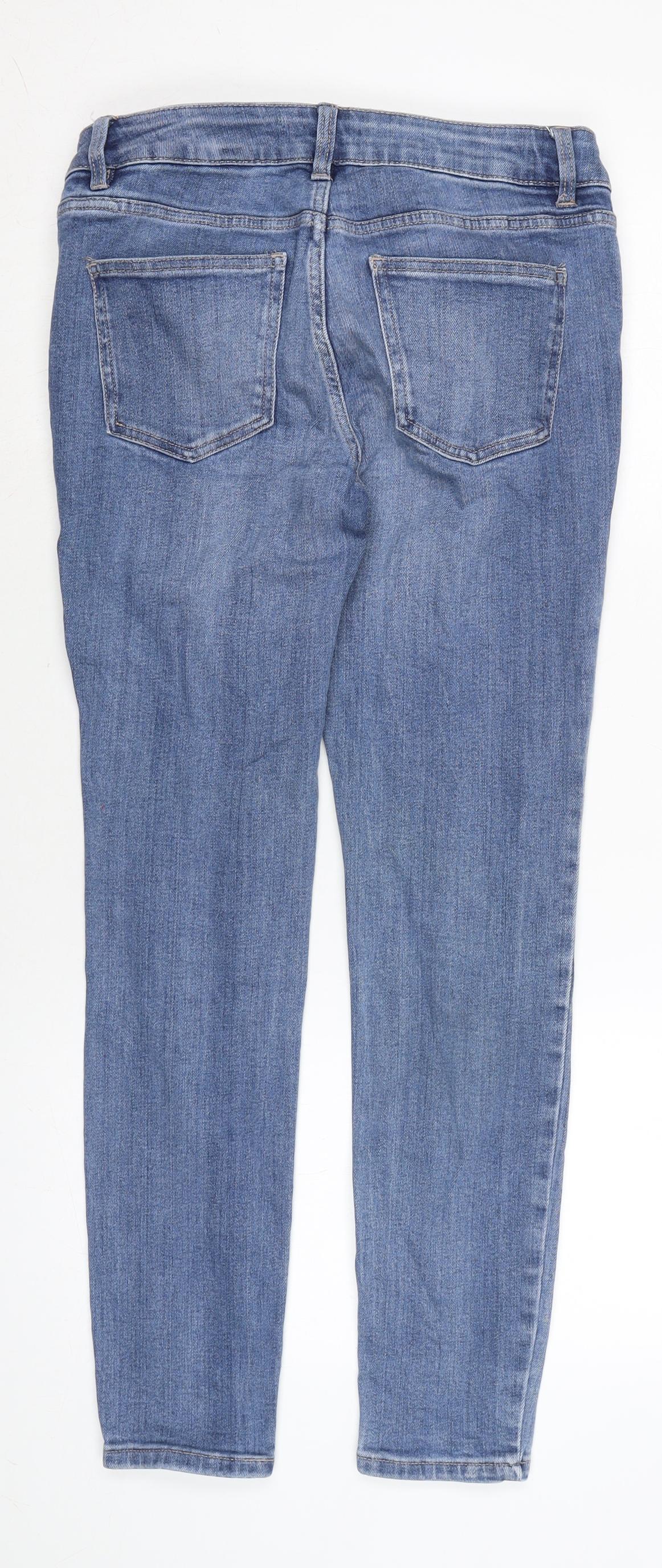 NEXT Womens Blue Cotton Blend Tapered Jeans Size 12 L27.5 in Regular Zip