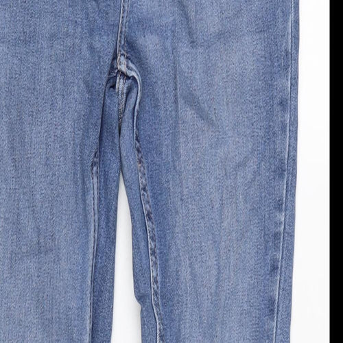 NEXT Womens Blue Cotton Blend Tapered Jeans Size 12 L27.5 in Regular Zip