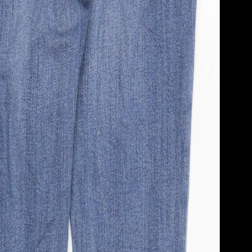 NEXT Womens Blue Cotton Blend Tapered Jeans Size 12 L27.5 in Regular Zip