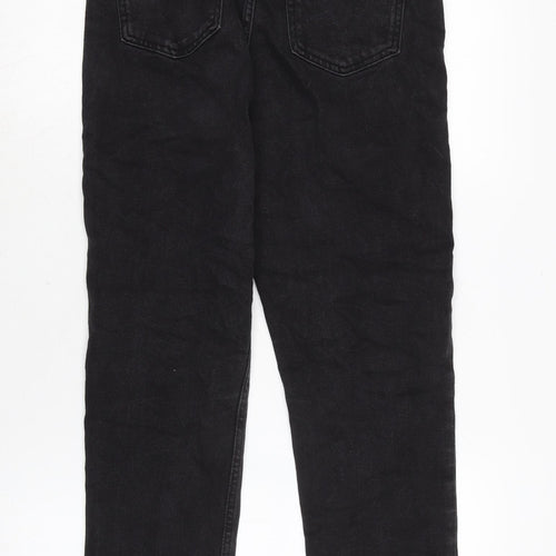 Denim & Co. Womens Black Cotton Straight Jeans Size 12 L24 in Regular Zip - Raw Hem