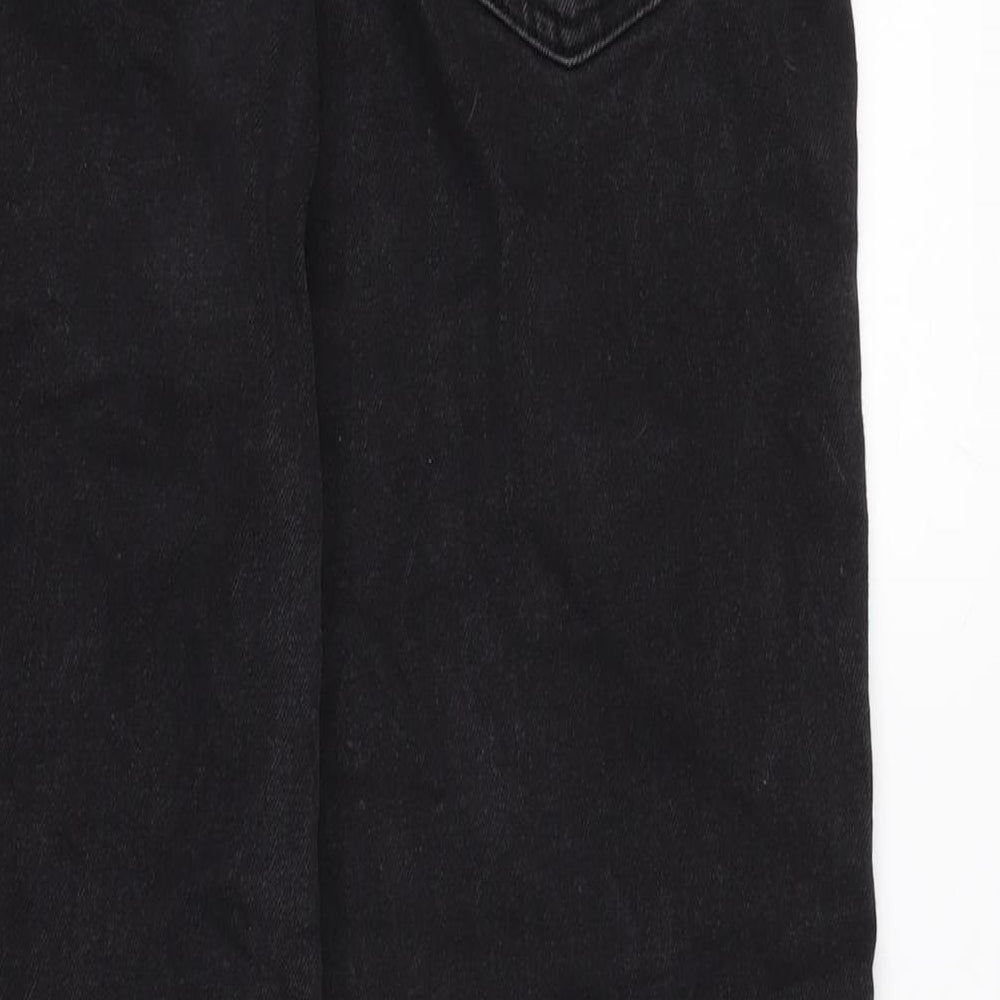 Denim & Co. Womens Black Cotton Straight Jeans Size 12 L24 in Regular Zip - Raw Hem