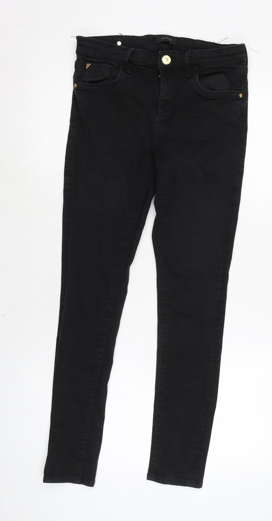 River Island Womens Black Cotton Blend Skinny Jeans Size 28 in L25.5 in Regular Zip