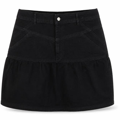 Topshop Womens Black Cotton A-Line Skirt Size 16 Zip