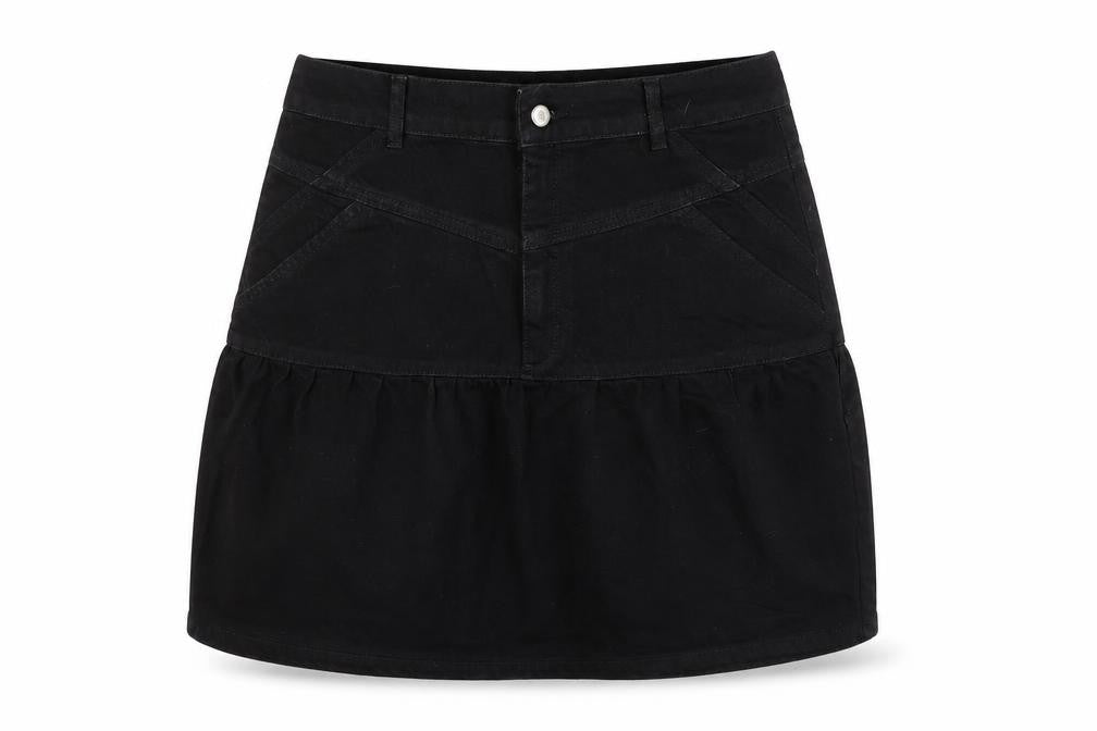 Topshop Womens Black Cotton A-Line Skirt Size 16 Zip